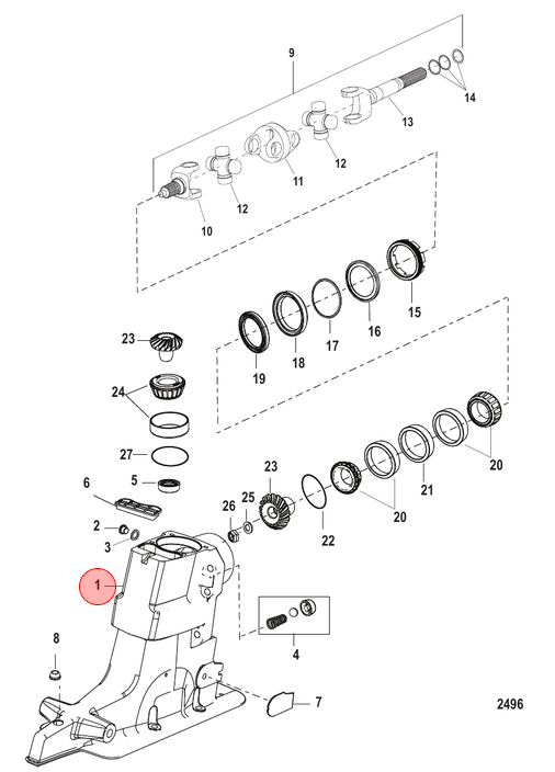 Driveshaft housing and drive gears
